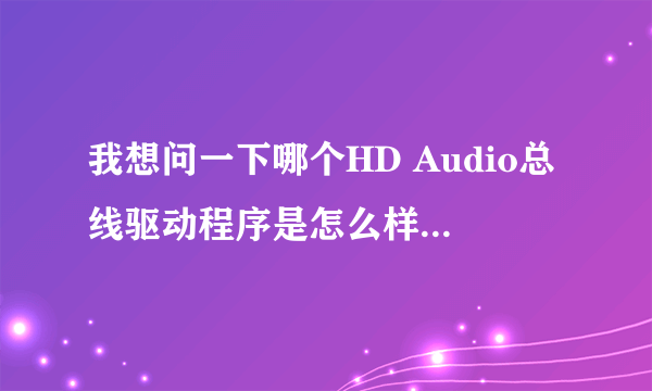 我想问一下哪个HD Audio总线驱动程序是怎么样装得?因为电脑没有声音啦,但是安装了那个声卡,说要HD Audio