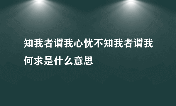 知我者谓我心忧不知我者谓我何求是什么意思