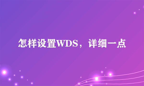 怎样设置WDS，详细一点