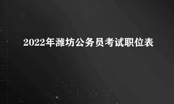 2022年潍坊公务员考试职位表