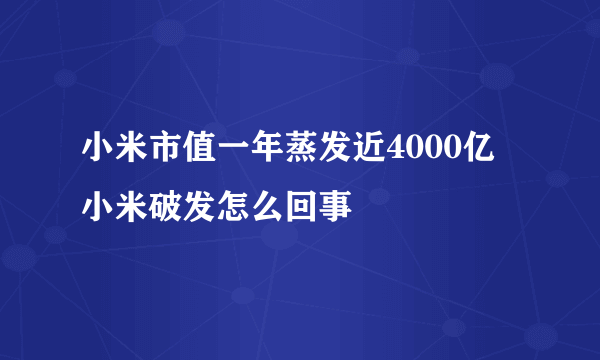 小米市值一年蒸发近4000亿 小米破发怎么回事