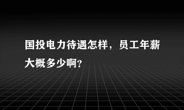 国投电力待遇怎样，员工年薪大概多少啊？