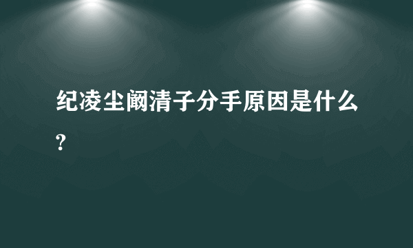 纪凌尘阚清子分手原因是什么?