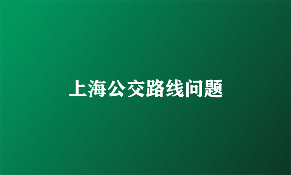 上海公交路线问题