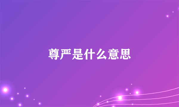 尊严是什么意思