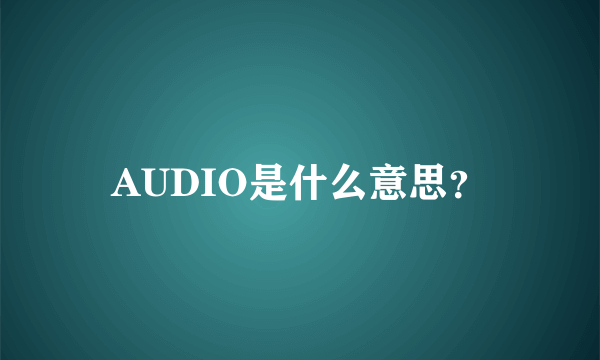 AUDIO是什么意思？