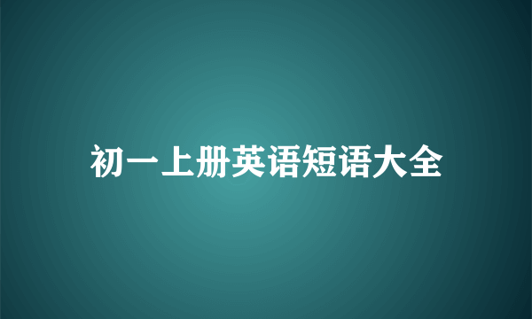 初一上册英语短语大全