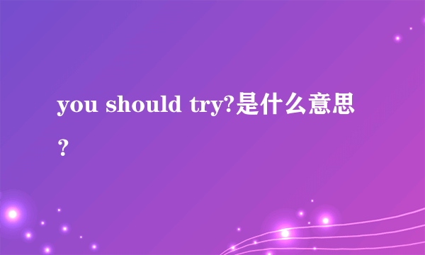 you should try?是什么意思？