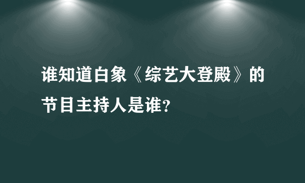 谁知道白象《综艺大登殿》的节目主持人是谁？