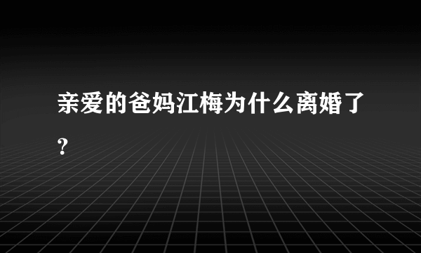 亲爱的爸妈江梅为什么离婚了？