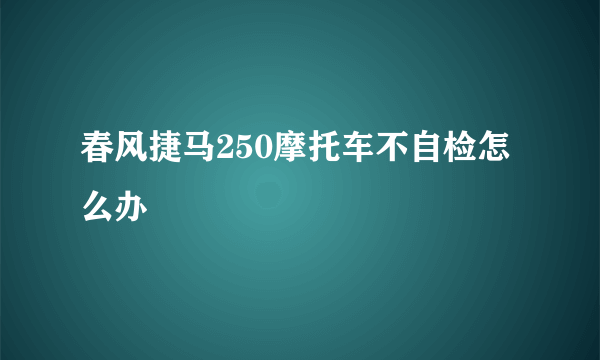 春风捷马250摩托车不自检怎么办