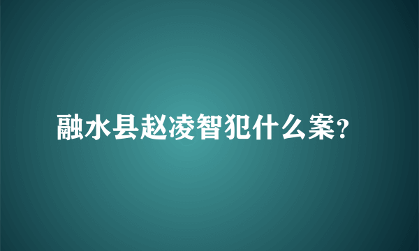 融水县赵凌智犯什么案？