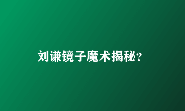 刘谦镜子魔术揭秘？