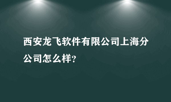 西安龙飞软件有限公司上海分公司怎么样？