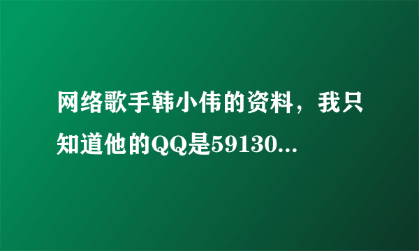 网络歌手韩小伟的资料，我只知道他的QQ是591300651，急急急！！！！