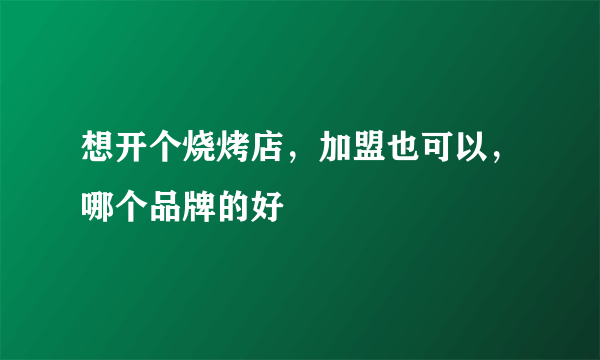 想开个烧烤店，加盟也可以，哪个品牌的好