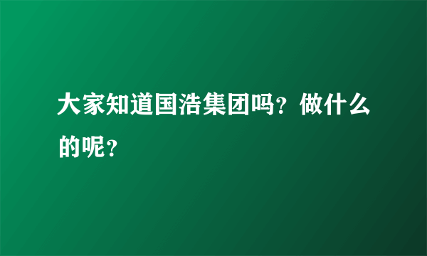 大家知道国浩集团吗？做什么的呢？