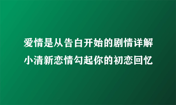 爱情是从告白开始的剧情详解小清新恋情勾起你的初恋回忆