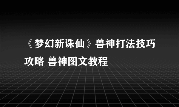 《梦幻新诛仙》兽神打法技巧攻略 兽神图文教程