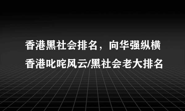 香港黑社会排名，向华强纵横香港叱咤风云/黑社会老大排名