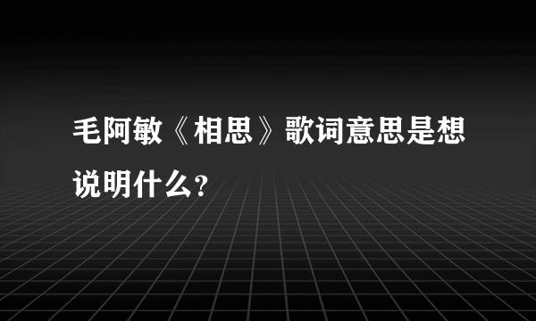 毛阿敏《相思》歌词意思是想说明什么？