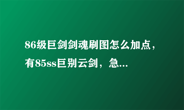 86级巨剑剑魂刷图怎么加点，有85ss巨别云剑，急求大神指导？？？