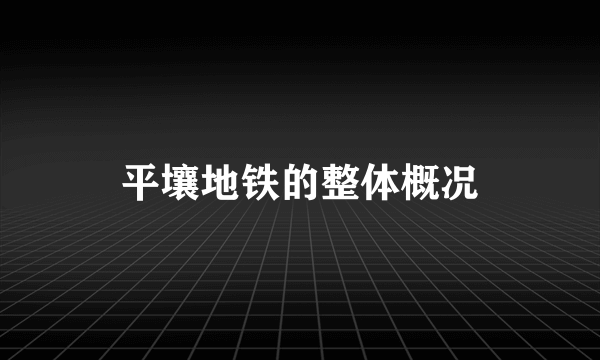 平壤地铁的整体概况