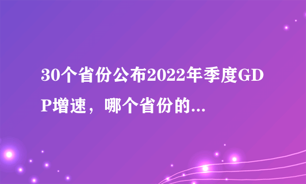 30个省份公布2022年季度GDP增速，哪个省份的表现最让人眼前一亮？