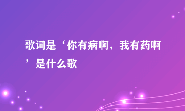 歌词是‘你有病啊，我有药啊’是什么歌