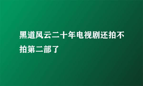 黑道风云二十年电视剧还拍不拍第二部了