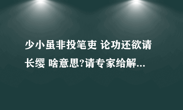 少小虽非投笔吏 论功还欲请长缨 啥意思?请专家给解释一下?