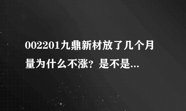 002201九鼎新材放了几个月量为什么不涨？是不是对到，有涨的机会吗？请高手分析