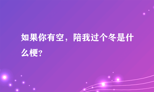 如果你有空，陪我过个冬是什么梗？