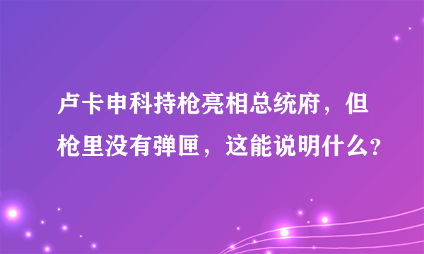 卢卡申科持枪亮相总统府，但枪里没有弹匣，这能说明什么？