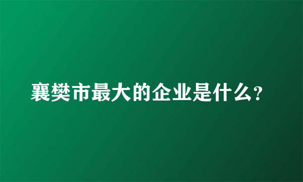 襄樊市最大的企业是什么？