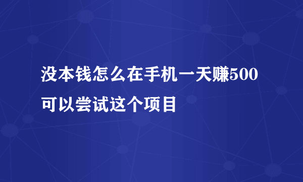 没本钱怎么在手机一天赚500 可以尝试这个项目