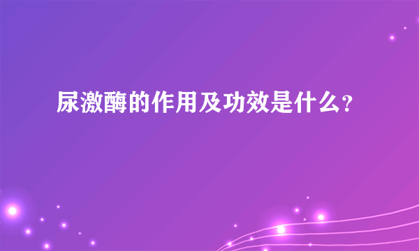 尿激酶的作用及功效是什么？