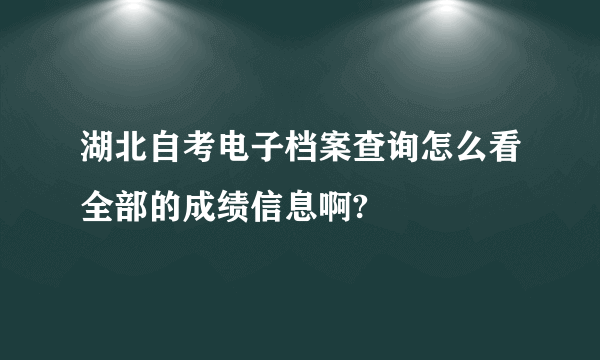 湖北自考电子档案查询怎么看全部的成绩信息啊?