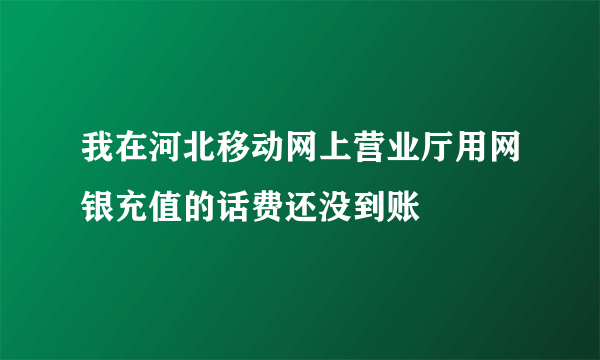 我在河北移动网上营业厅用网银充值的话费还没到账