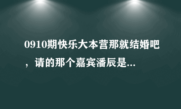 0910期快乐大本营那就结婚吧，请的那个嘉宾潘辰是快女潘辰么？