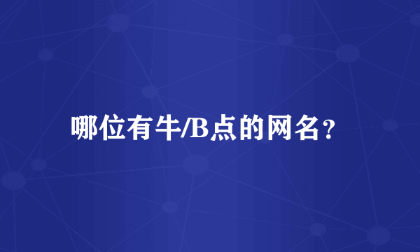 哪位有牛/B点的网名？