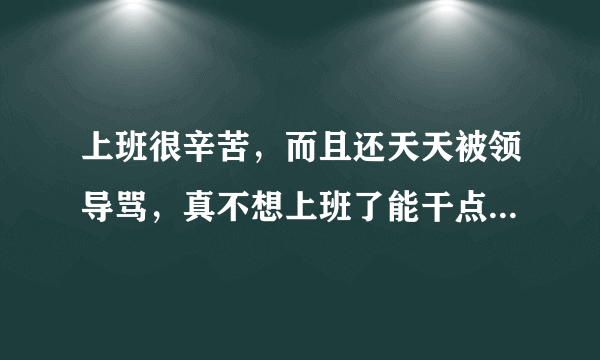 上班很辛苦，而且还天天被领导骂，真不想上班了能干点什么？？