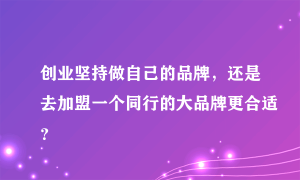 创业坚持做自己的品牌，还是去加盟一个同行的大品牌更合适？