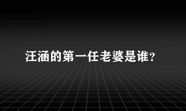 汪涵的第一任老婆是谁？