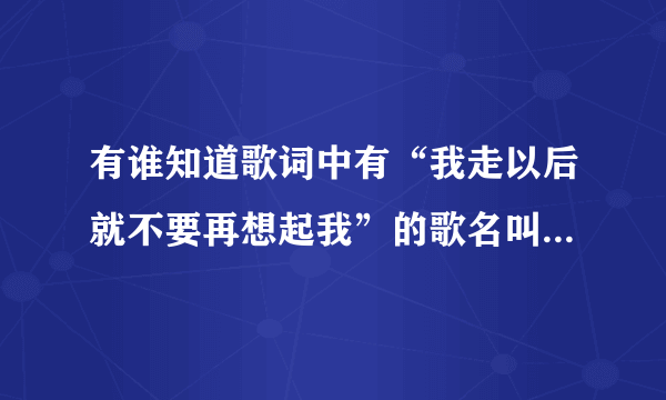 有谁知道歌词中有“我走以后就不要再想起我”的歌名叫什么？谢谢