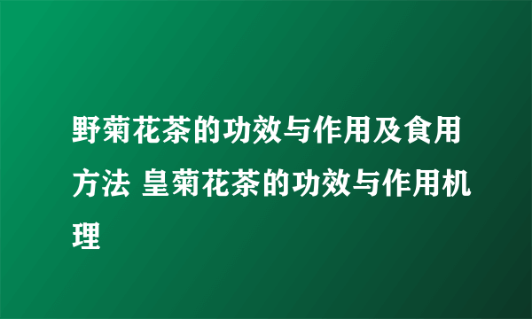 野菊花茶的功效与作用及食用方法 皇菊花茶的功效与作用机理