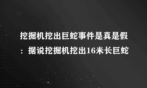 挖掘机挖出巨蛇事件是真是假：据说挖掘机挖出16米长巨蛇