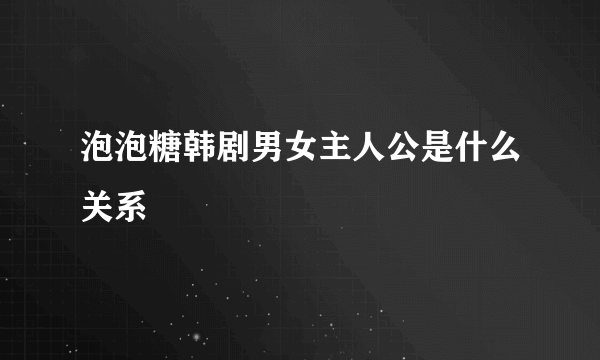 泡泡糖韩剧男女主人公是什么关系