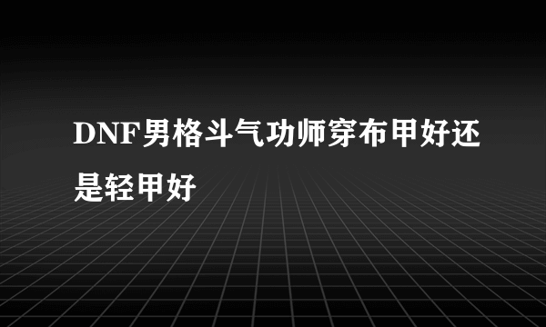 DNF男格斗气功师穿布甲好还是轻甲好