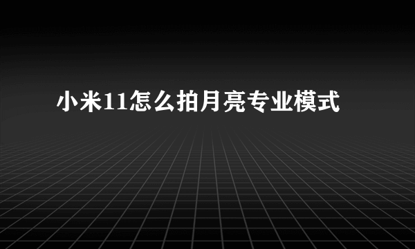 小米11怎么拍月亮专业模式